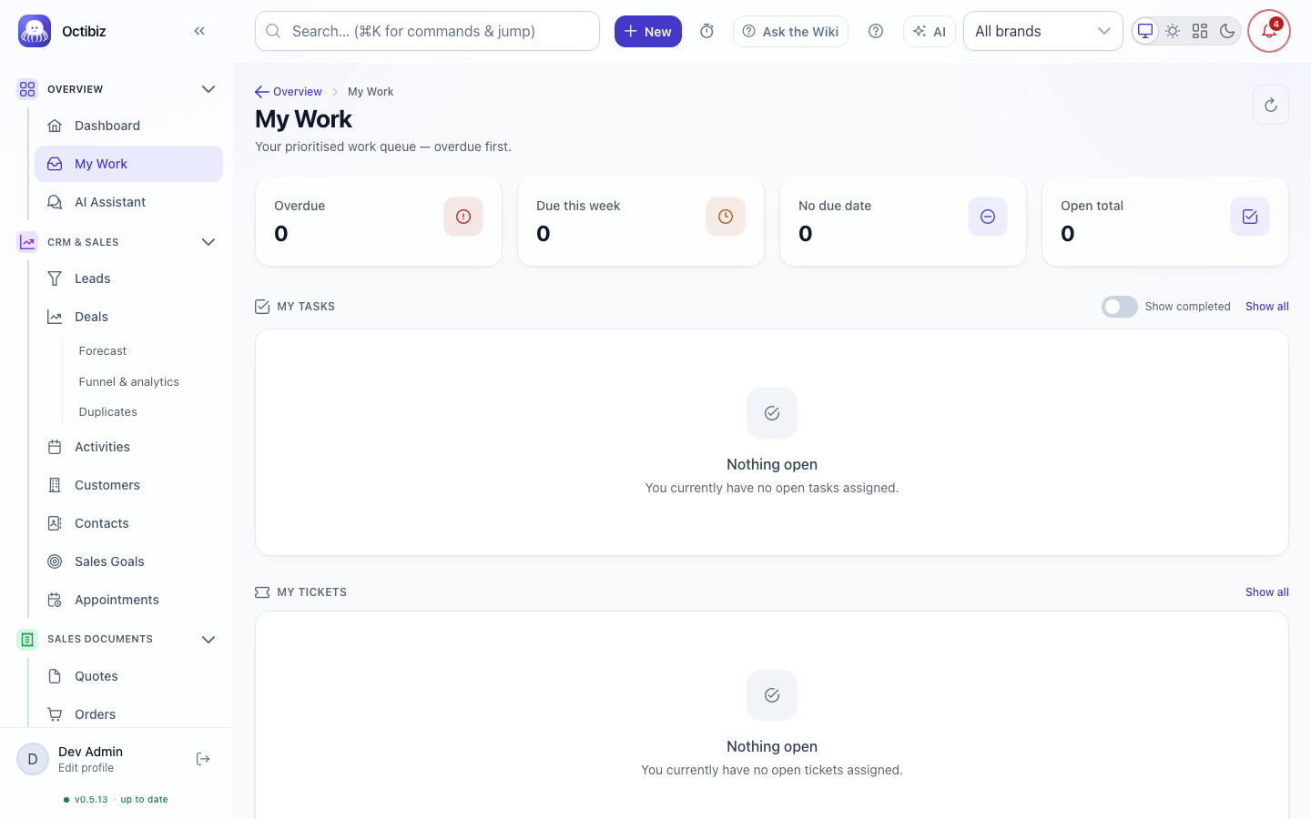 My work screen in Octibiz