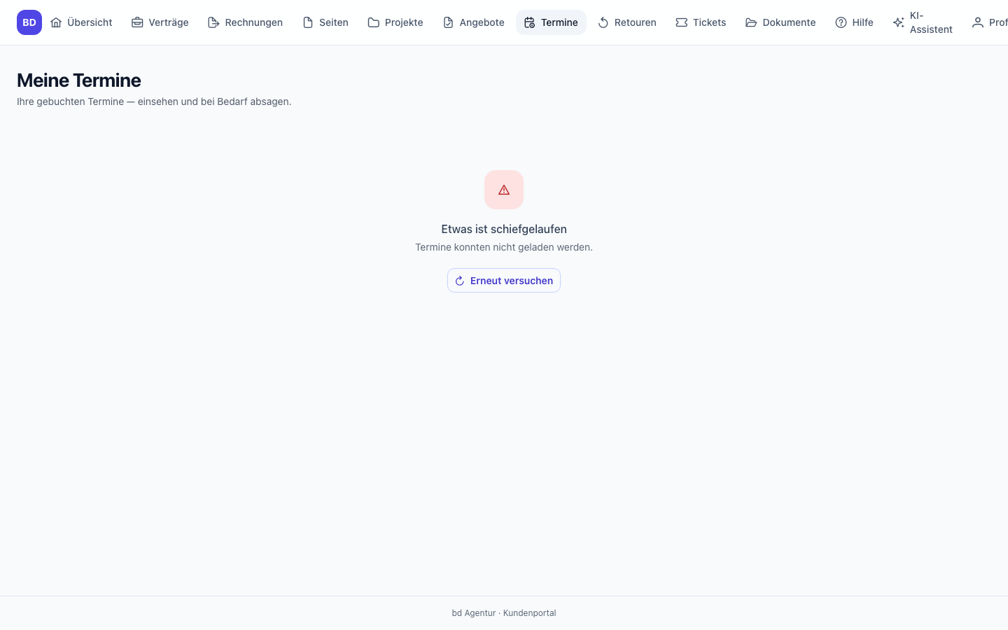 Appointments screen in Octibiz