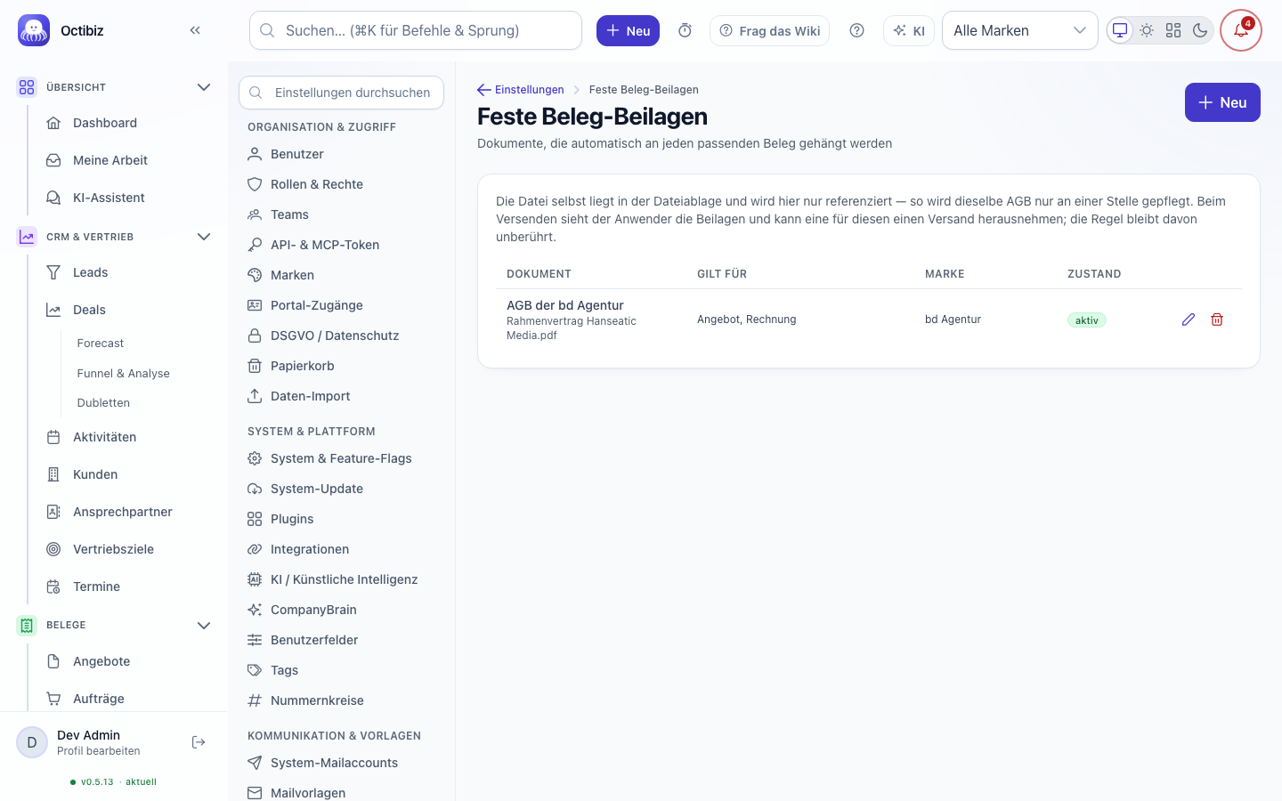 Fixed document attachments screen in Octibiz